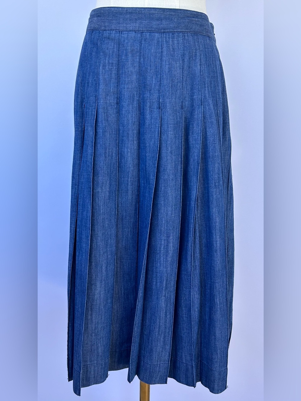 J. Crew Women’s Chambray Box Pleated Full Midi Skirt Size 4